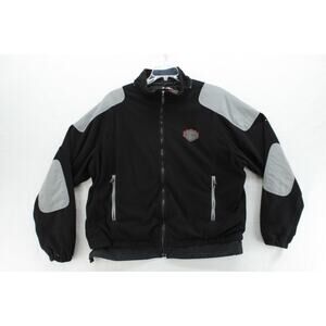 VTG Y2K Harley Davidson Fleece Jacket Mens XL Embroidered Patch Full Zip Biker